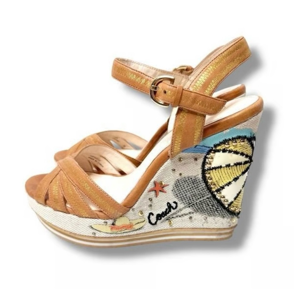 Coach Caroline TanSandals with beach scene